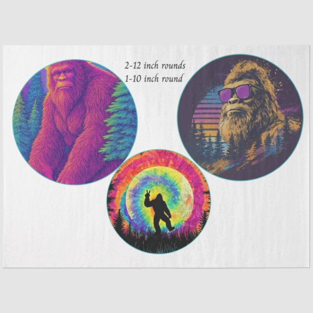 Decoupage Sasquatch 12 inch rounds & 10 inch round Seidenpapier (Vorderseite)