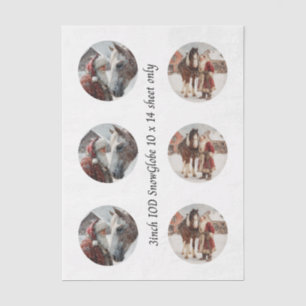 Decoupage-Schneekugel Santa & Pferd Seidenpapier