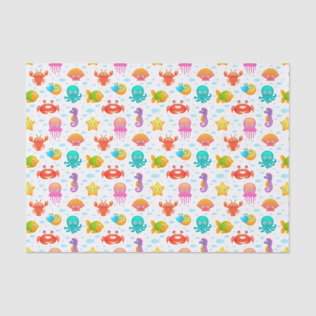Decoupage Sea Creatures Birday Party Seidenpapier (Vorderseite)