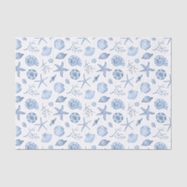 Decoupage Seashells Blue Watercolor Seidenpapier
