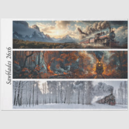 Decoupage Seasonal Trains 26x26 for Handsaws Seidenpapier