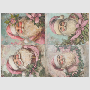 Decoupage Set von 4 Pink Santa's Seidenpapier