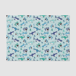 Decoupage Sharks Blue Ocean Sea Seidenpapier