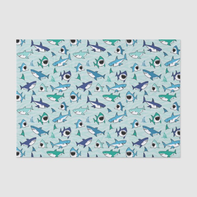 Decoupage Sharks Blue Ocean Sea Seidenpapier (Vorderseite)