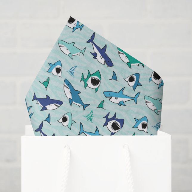 Decoupage Sharks Blue Ocean Sea Seidenpapier (Geschenktüte)