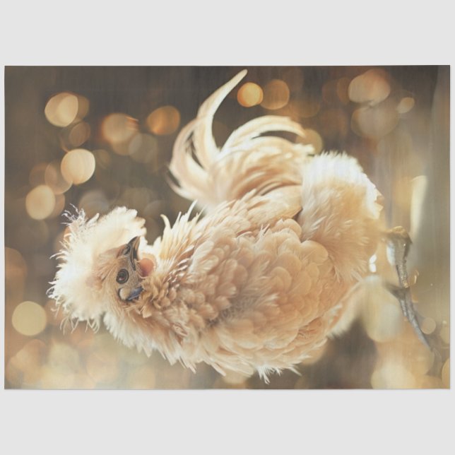 Decoupage Silkie Showgirl Chicken Fluffy Plumage Seidenpapier (Vorderseite)