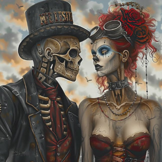 Decoupage Skeleton Couple Viktorianisch Steampunk Seidenpapier