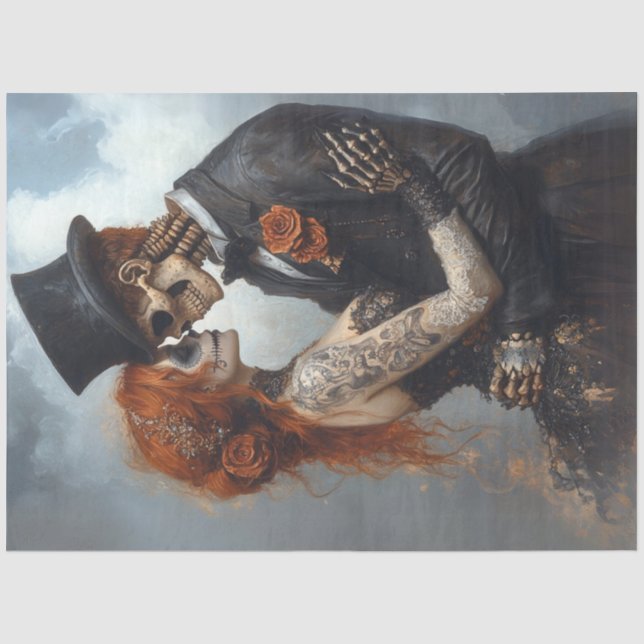 Decoupage Skeleton Couple Wedding Day Viktorianisc Seidenpapier (Vorderseite)