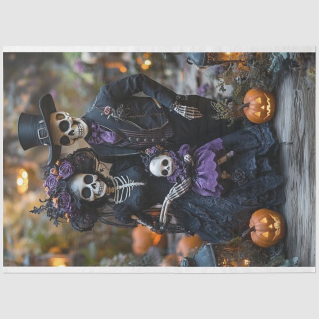 Decoupage Skeleton Familie Portraits The Scaselton Seidenpapier (Vorderseite)