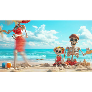 Decoupage Skeleton Family Beach Day Seidenpapier
