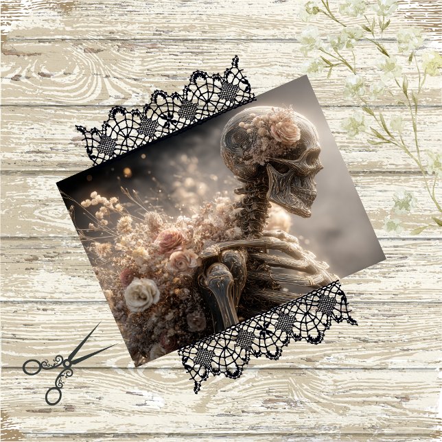 Decoupage Skeleton Floral Pink Silver Seidenpapier (Von Creator hochgeladen)