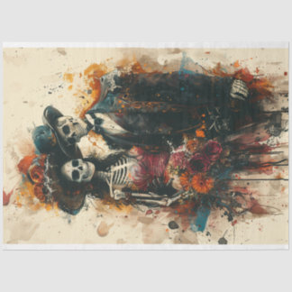 Decoupage Skeleton Party Couple Seidenpapier