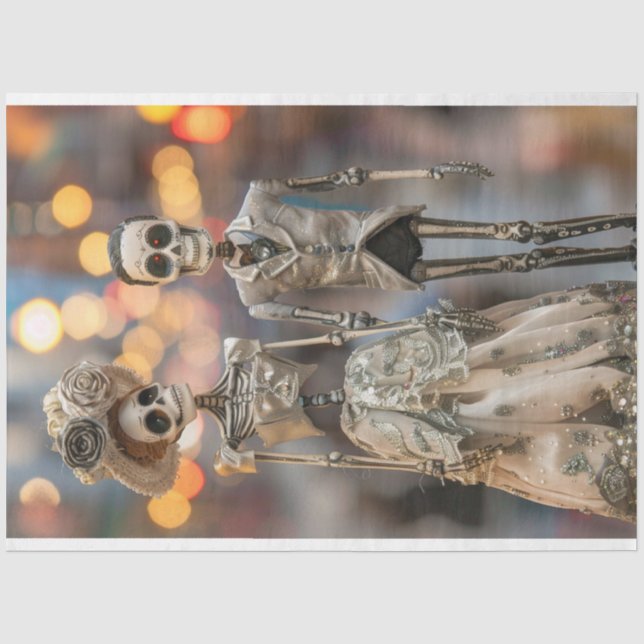 Decoupage Skeleton Verheiratet Couple Seidenpapier (Vorderseite)
