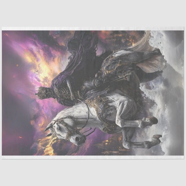 Decoupage Skeleton White Horse Gothic Style Seidenpapier (Vorderseite)
