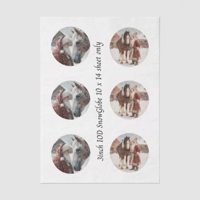 Decoupage Snow Globe Santa & Horse  Seidenpapier (Vorderseite)