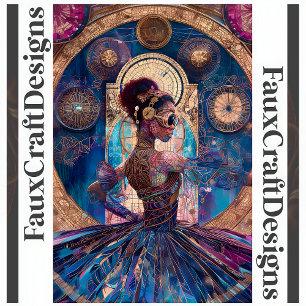 Découpage Steampunk Ballerina Blau Faux-Mosaik 060 Seidenpapier