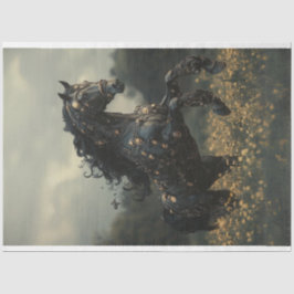 Decoupage Steampunk Black Stallion Pferd Seidenpapier