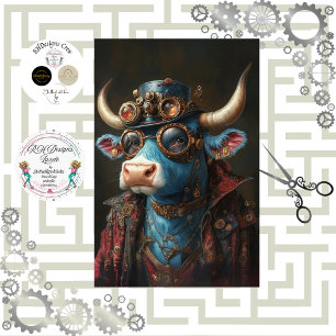 Decoupage Steampunk Bull Sir Brasshoof Seidenpapier