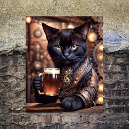 Decoupage - Steampunk cat drinking beer - Geschenkpapier Set