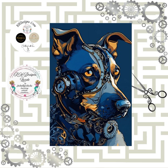 Decoupage Steampunk Cobalt Blue Dog Seidenpapier (Von Creator hochgeladen)