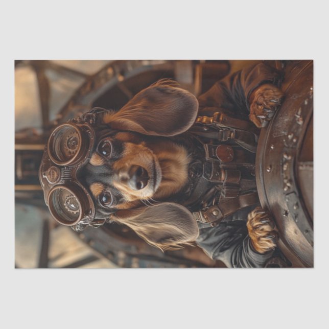 Decoupage Steampunk Dackel Seidenpapier (Vorderseite)