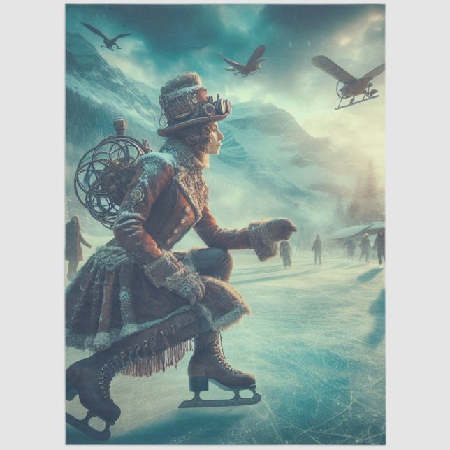 Decoupage Steampunk Fantasy Winter Messenger Seidenpapier (Von Creator hochgeladen)