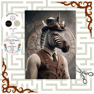 Decoupage Steampunk Gentleman Zebra Regalia Seidenpapier