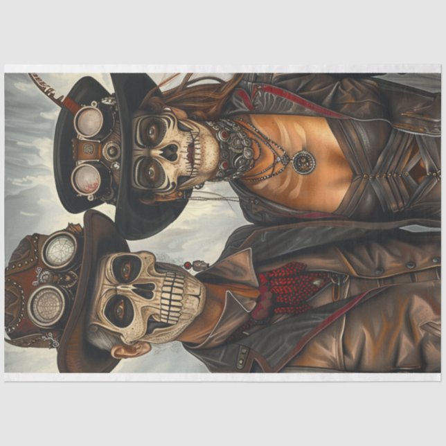 Decoupage Steampunk Gothic Liebe Skeleton Couple Seidenpapier (Vorderseite)