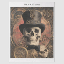 Decoupage Steampunk Gothic Skleton 16x20 Canvas Seidenpapier