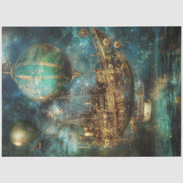 Decoupage Steampunk Heißluftballon Kosmischer Himm Seidenpapier