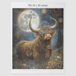 Decoupage Steampunk Highland Celestial Moon Canvas Seidenpapier