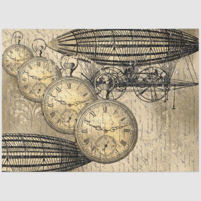 Decoupage Steampunk Hindenburg Seidenpapier (Vorderseite)