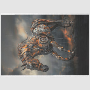 Decoupage Steampunk Kupfer Steed Majestic Pferd Seidenpapier