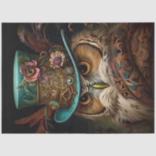Decoupage Steampunk Owl Dunkler Hintergrund Seidenpapier
