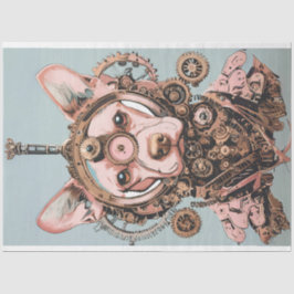 Decoupage Steampunk Pink Hund genannt Pawsworth Seidenpapier