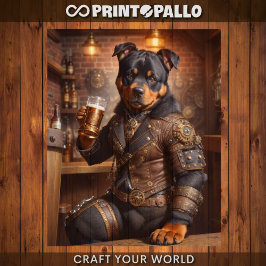 Decoupage - Steampunk rottweiler dog und bier - Seidenpapier