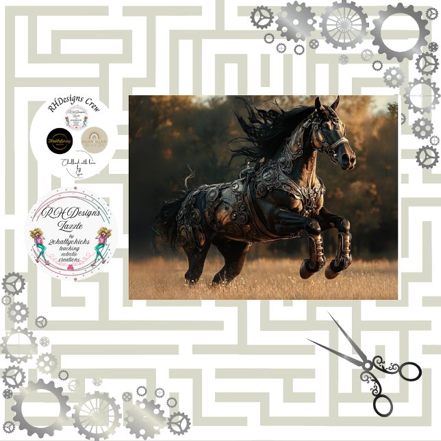 Decoupage Steampunk Stallion Kupfer IRONMANE Seidenpapier (Von Creator hochgeladen)