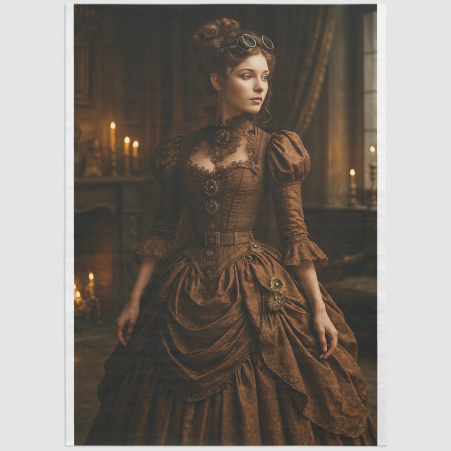 Decoupage Steampunk Victorian Lady in Brown Seidenpapier (Von Creator hochgeladen)