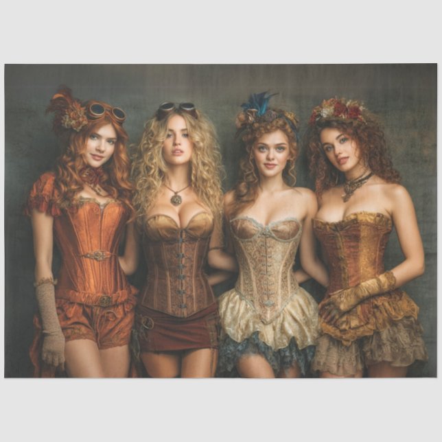 Decoupage Steampunk Viktorianisch Fashion Women Co Seidenpapier (Vorderseite)