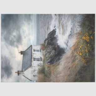 Decoupage Stormwatch Cabin Irland direkt am Meer Seidenpapier