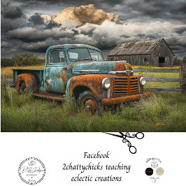 Decoupage Stormy Sky Rusty Aquamarin Truck Barn Sc Seidenpapier
