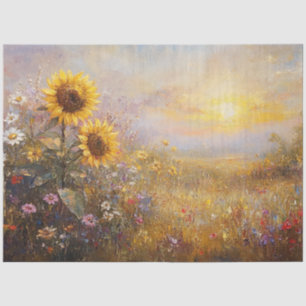 Decoupage Sunflower Field Sunrise oder Sunset Seidenpapier