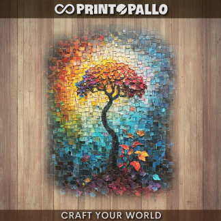 Decoupage - Tiled ceramic dreamlike tree -  Geschenkpapier Set