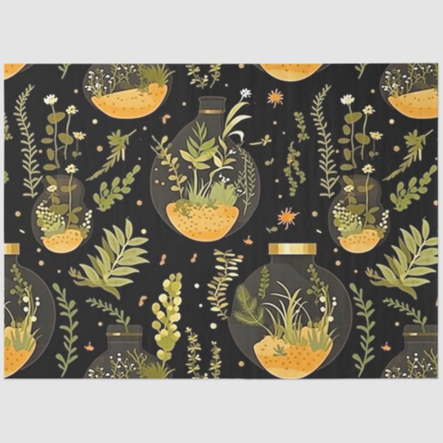 Decoupage Tissue Glass Terrarium Jars Flasche Seidenpapier (Vorderseite)