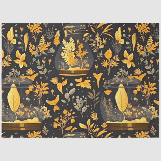 Decoupage Tissue Paper Gold Pflanze Terrarias Seidenpapier (Vorderseite)
