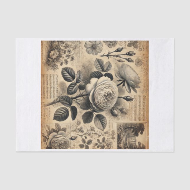 decoupage tissue paper , rozen seidenpapier (Vorderseite)