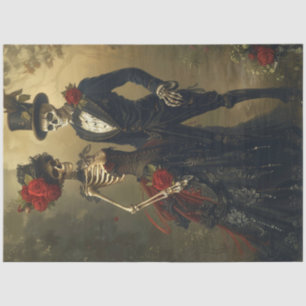 Decoupage Viktorianisch Gothic Skeleton Wedding Da Seidenpapier