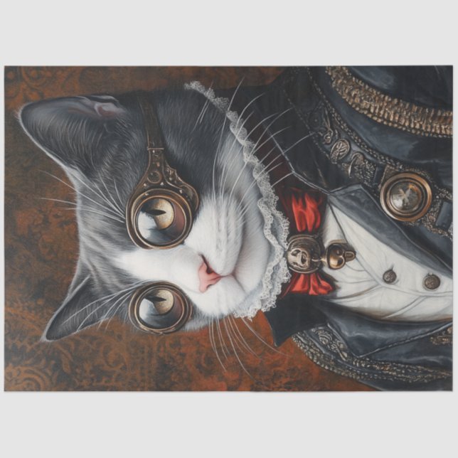 Decoupage Viktorianisch Valentine Dashing Cat Seidenpapier (Vorderseite)