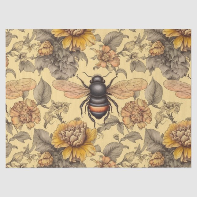 Decoupage, Viktorianische Biene, elegante Bienen & Seidenpapier (Vorderseite)