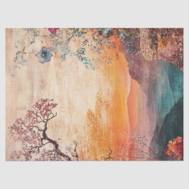 Decoupage Vintag BoHo Sunset Lake Seidenpapier (Vorderseite)